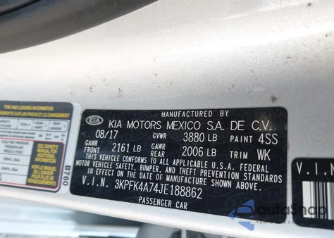 2018 Kia Forte Lx z USA, uszkodzony, nr VIN 3KPFK4A74JE188862